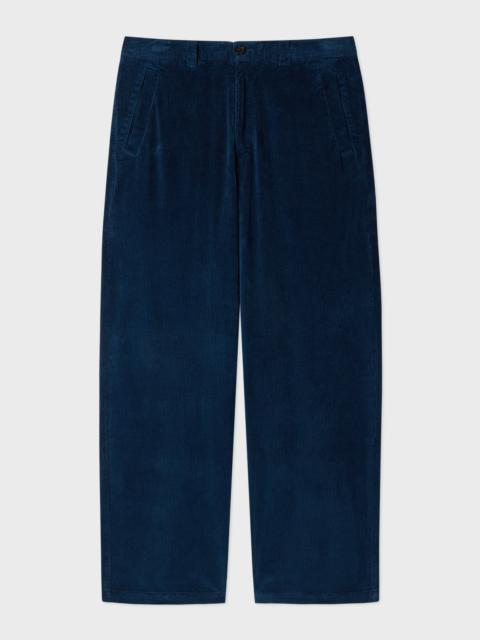 Relaxed-Fit Dark Blue Corduroy Trousers