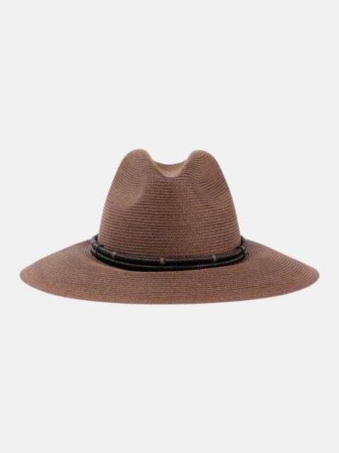 Monili leather-trimmed fedora