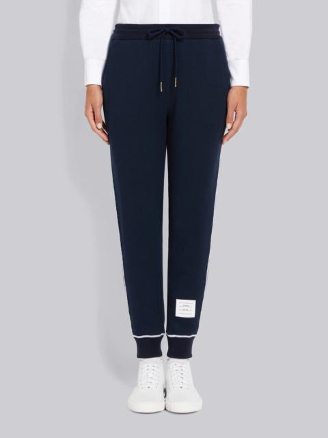 Navy Mesh Back Cotton Rib Contrast Cover Stitch Sweatpants