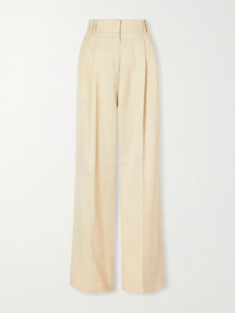 Pleated Twill Wide-leg Pants