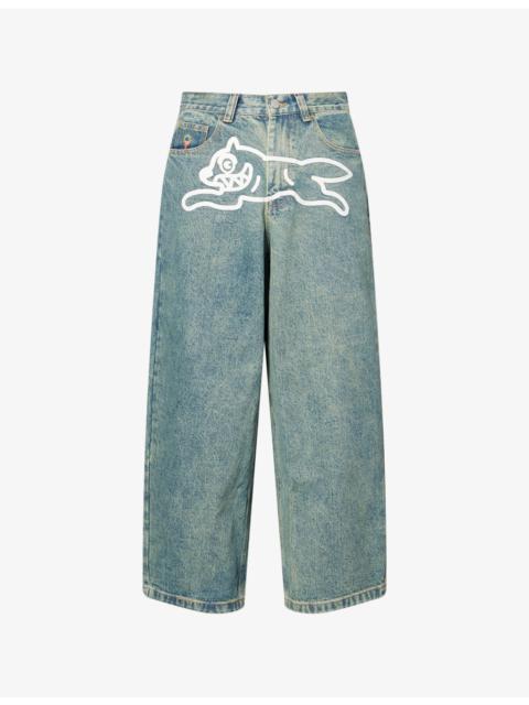 Running Dog Triple Scoop Wide-Leg Denim Jeans