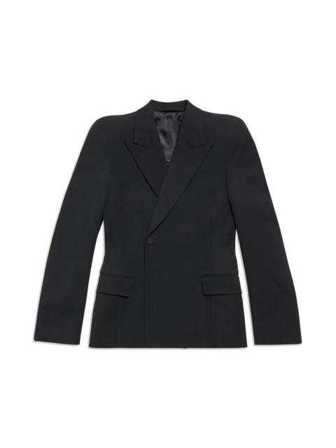 Women's Round Shoulder Waisted Jacket in Black