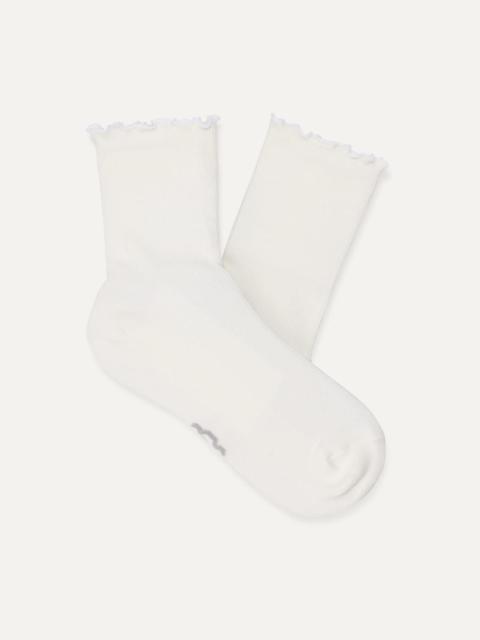 ® Women's Karsyn Lettuce Edge Sock Cotton Blend in White