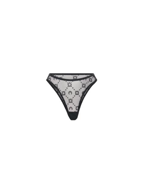 Moonogram Mesh Flock High-Cut Panties