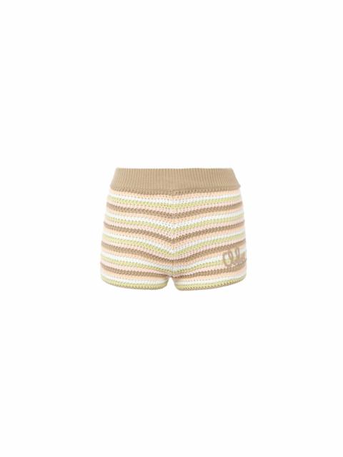 HIGH-RISE LOGO MINI SHORTS IN A COTTON CROCHET KNIT
