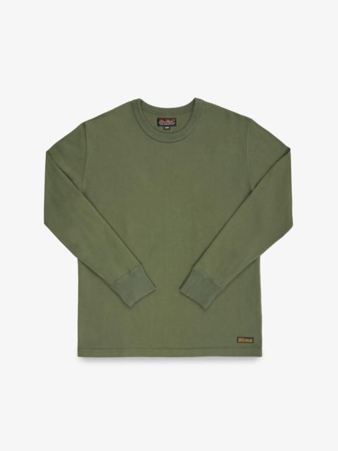 11OZ COTTON KNIT LONG SLEEVED CREW NECK SWEATER - OLIVE