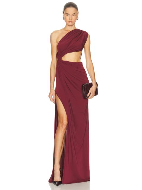 for FWRD One Shoulder Draped Gown