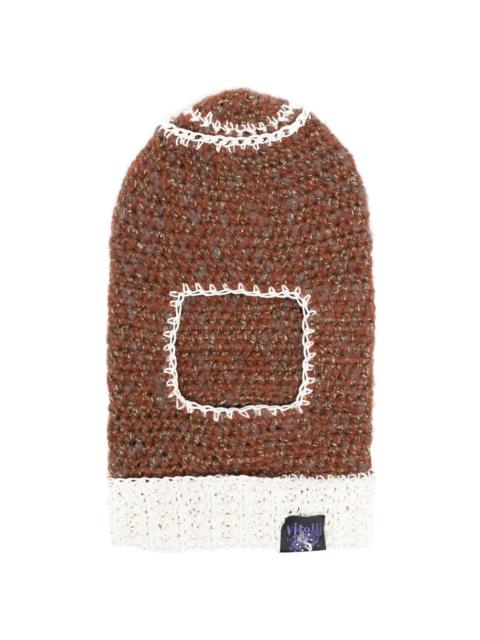 contrast-stitch crochet-knit balaclava