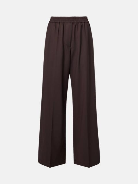 Wool-blend high-rise wide-leg pants