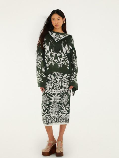 Dark Green Miranda Fringes Knit Sweater