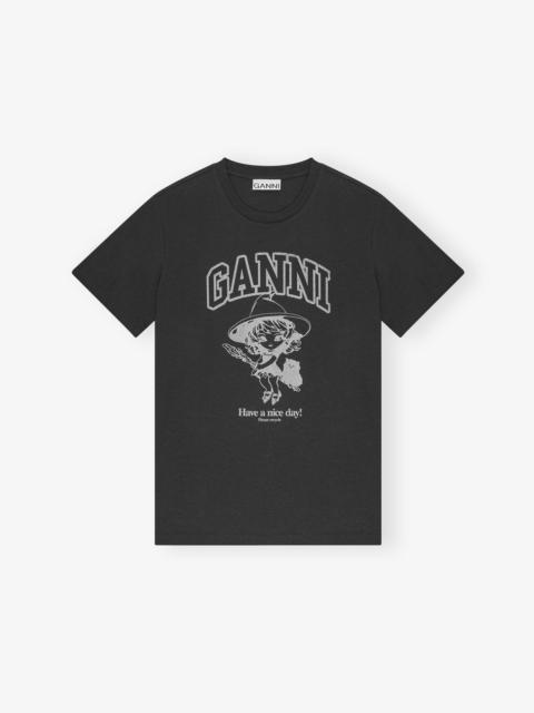 BLACK BASIC COTTON WITCH RELAXED T-SHIRT