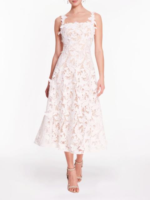 LACE GUIPURE SLEEVELESS A-LINE MIDI COCKTAIL DRESS