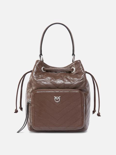 SMALL LEATHER CARGO BUCKET BAG WITH POCKET