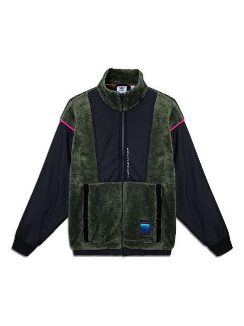 adidas originals Adv Sherp Jkt Colorblock Stand Collar Sports Jacket Basic Green GV0927