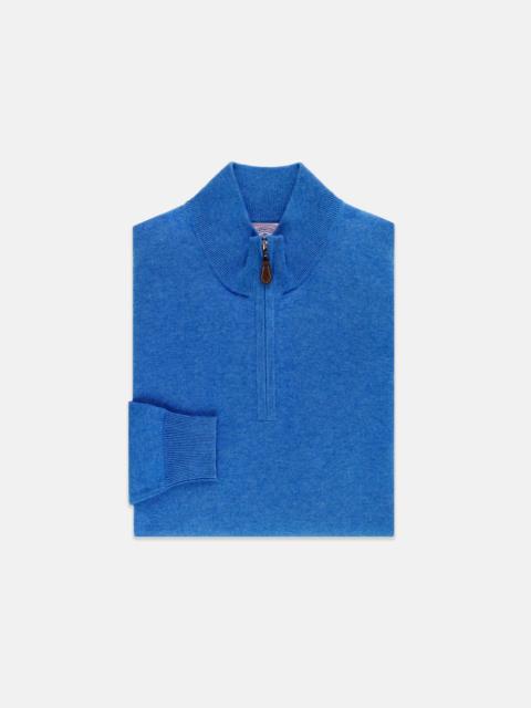 ROYAL BLUE COTTON-CASHMERE QUARTER-ZIP SWEATER - TRIM FIT