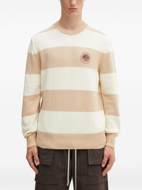 striped badge sweater