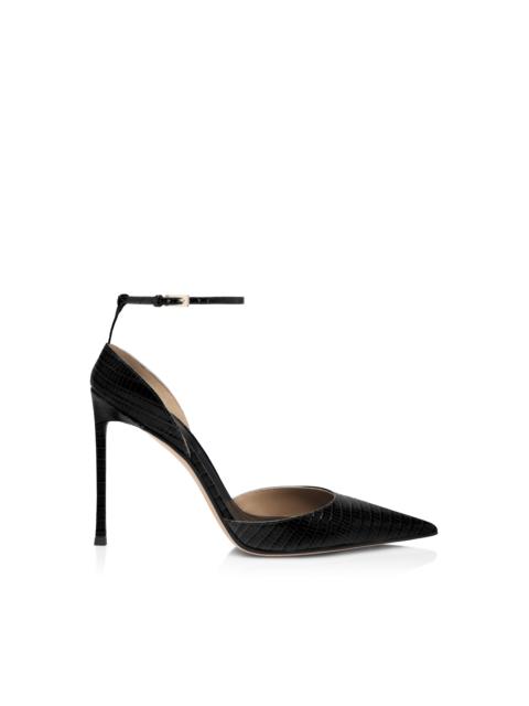 TEJUS-EFFECT PRINTED LEATHER VERTIGO ANKLE STRAP PUMP