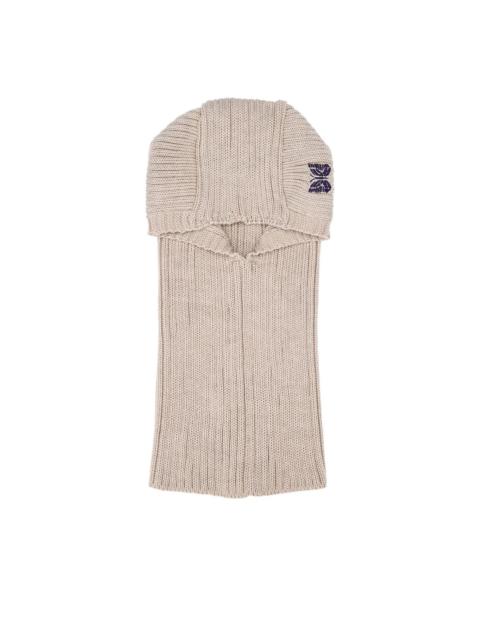 embroidered-butterfly rib-knit balaclava