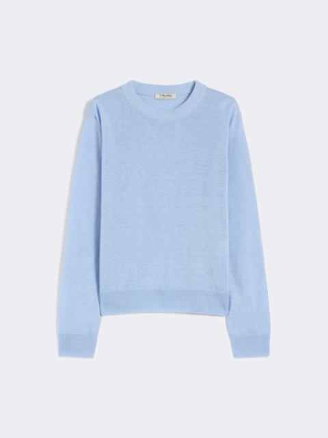 Linen yarn crew-neck sweater - SKY BLUE