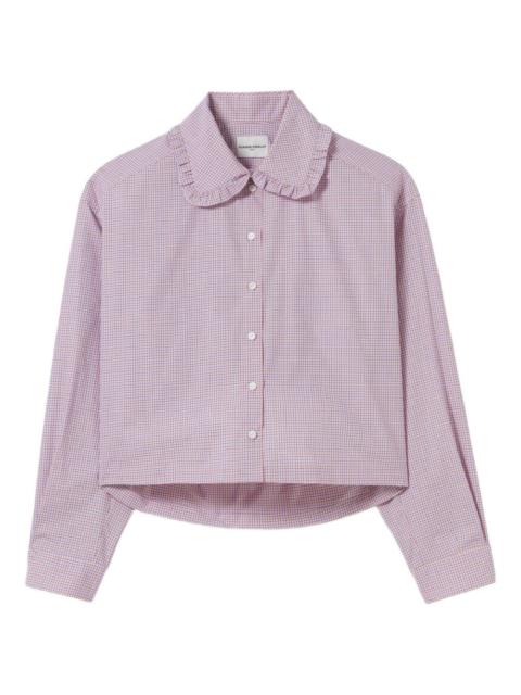 ruffled-collar checked shirt
