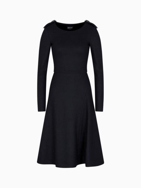 WOOL JERSEY DRESS WITH EPAULETTES DETAIL