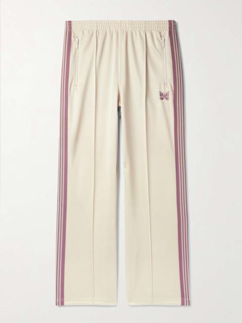 Straight-Leg Webbing-Trimmed Logo-Embroidered Tech-Jersey Track Pants