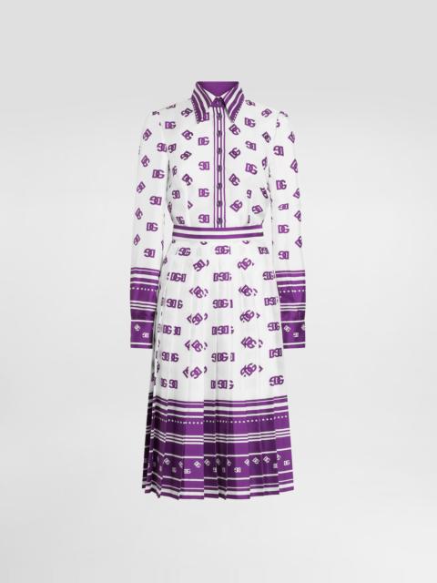 DG logo all-over print twill shirt dress