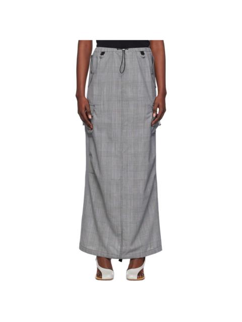 Gray Tailored Cargo Maxi Skirt