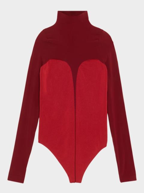 Corset-Effect Long-Sleeve Bodysuit