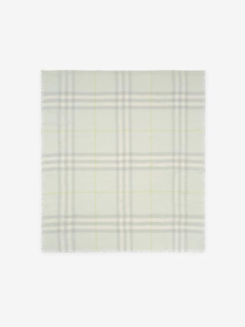 Wide Check Wool Scarf