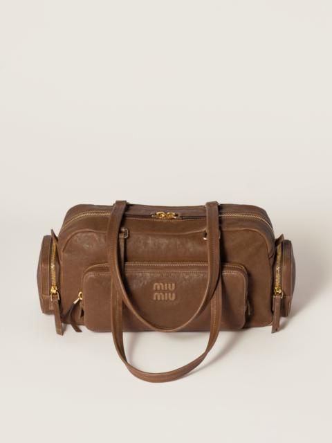 Pocket washed nappa leather bag
