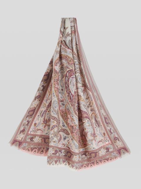 FLORAL PAISLEY CASHMERE AND SILK SCARF