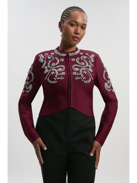 Plus Size Figure Form Bandage Embellished Knit Jacket