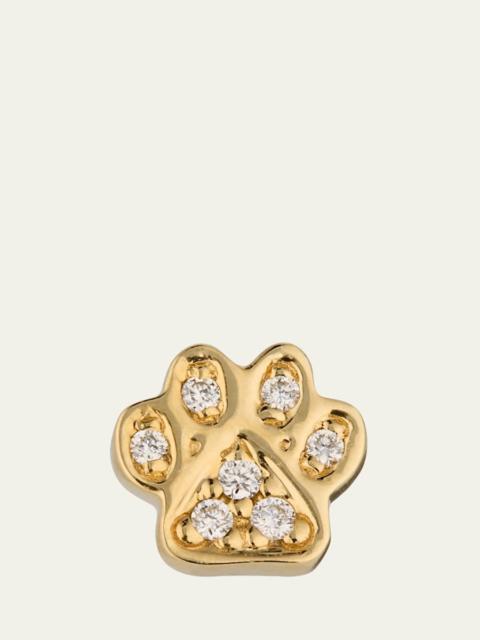 14K Gold & Diamond Mini Paw Stud Earring, Single