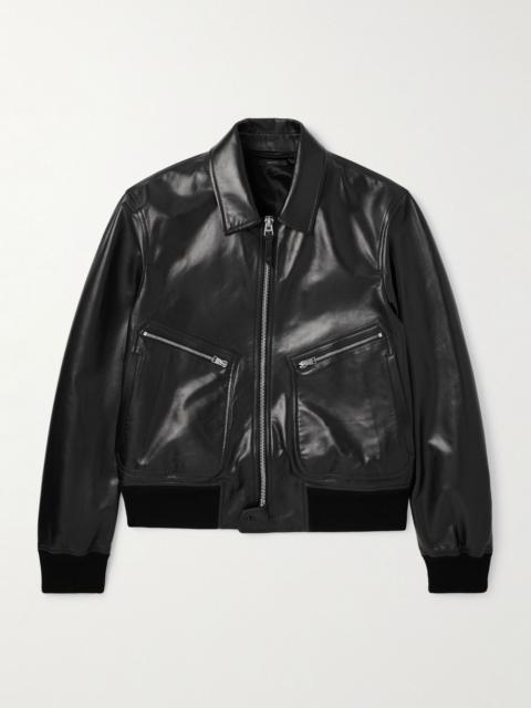 Leather Zip-Up Jacket Black