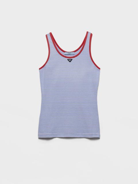 Striped cotton jersey tank top