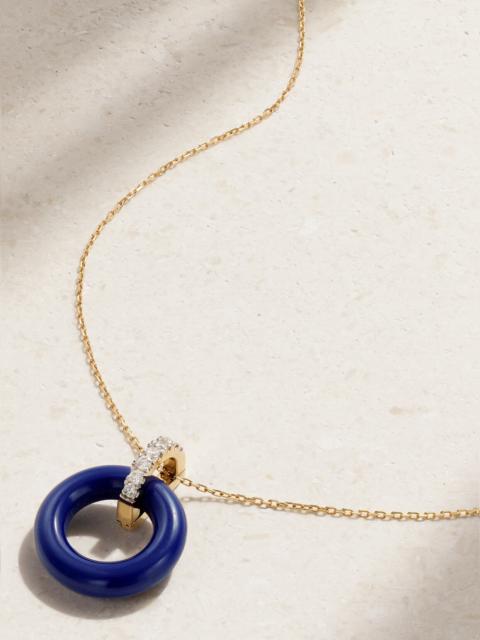Donut 14-karat Gold, Lapis Lazuli And Diamond Necklace