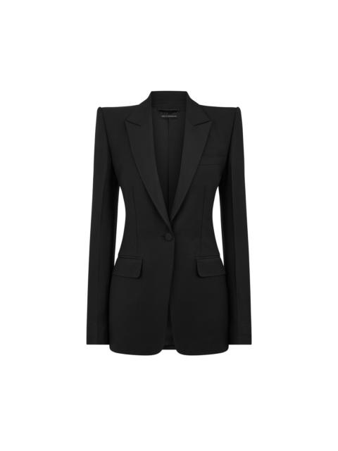 WOOL SILK BLEND SINGLE BREASTED TUXEDO JACKET