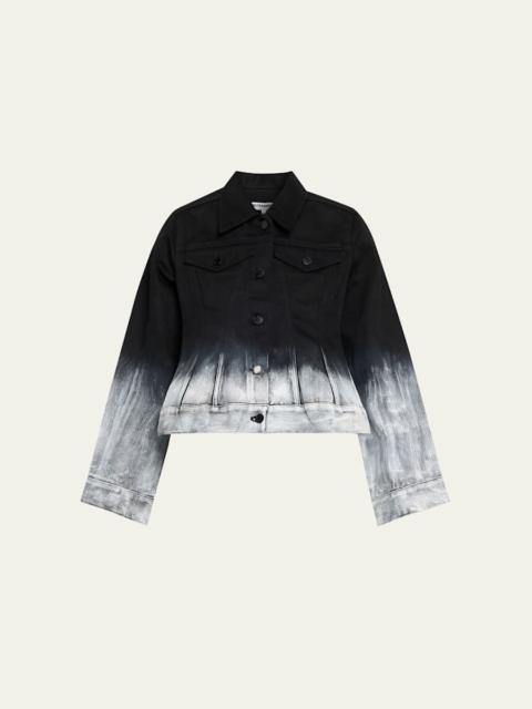 Painted Glow Cropped Ombre Denim Jacket