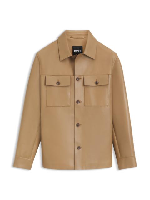 SHIRT-STYLE LEATHER JACKET WITH FLAP POCKETS