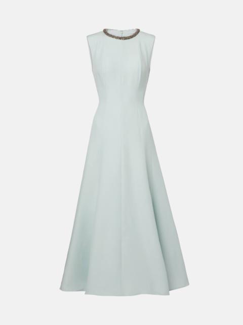 Embellished wool and silk midi dress