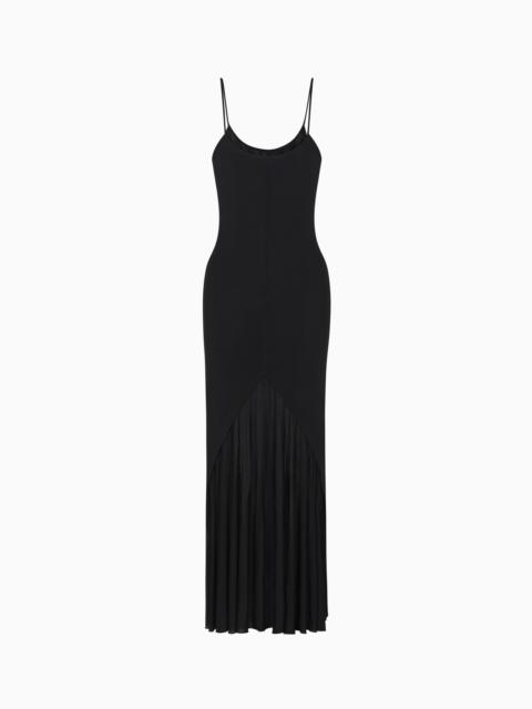 VISCOSE JERSEY INTERLOCK LONG DRESS