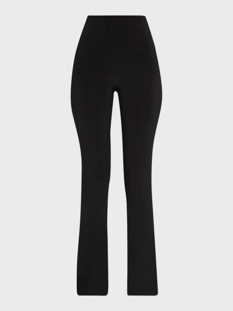 Boot-Cut High-Waist Pants, Black