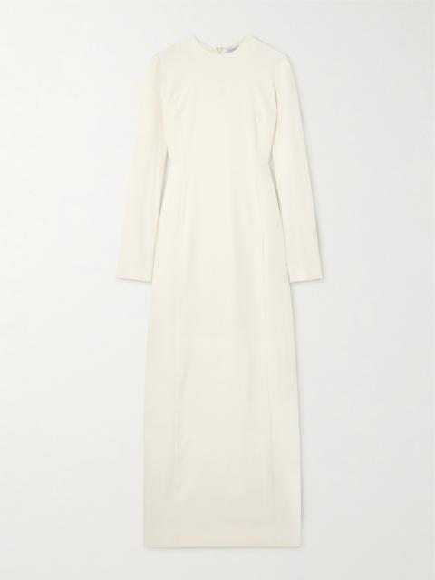 Carlota Cape-effect Pleated Silk And Wool-blend Gown