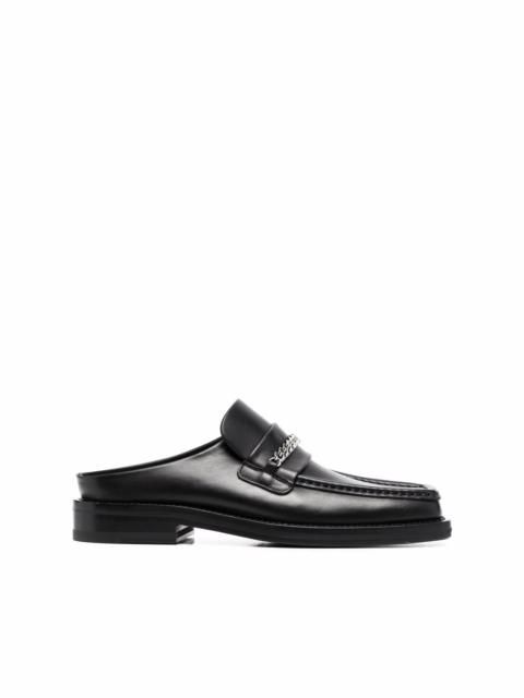 square-toe leather loafers