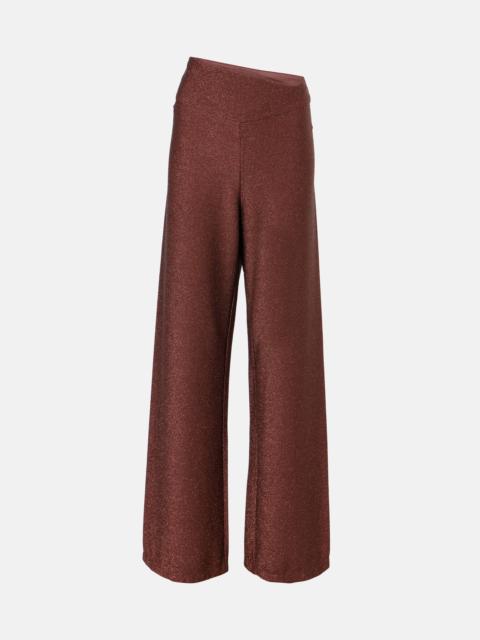 Lamé high-rise wide-leg pants