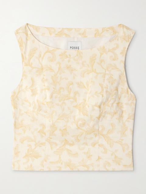 Isla Floral-print Linen And Silk-blend Top
