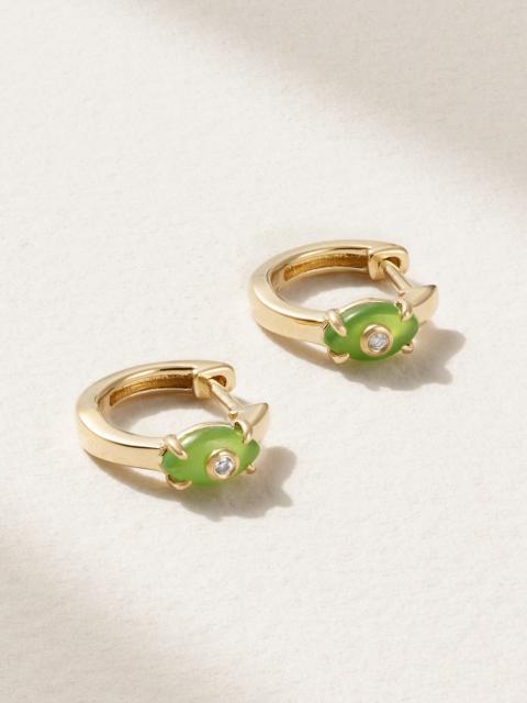 Tiny Evil Eye 14-karat Gold Jade And Diamond Hoop Earrings