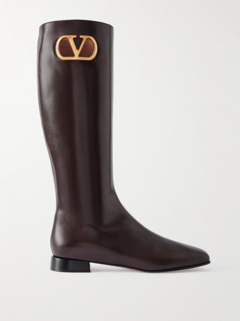Vlogo Embellished Leather Knee Boots
