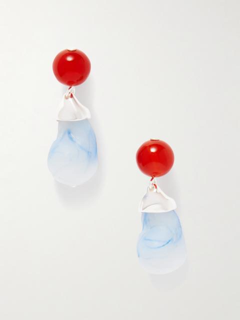 Recycled Silver, Resin And Agate Earrings